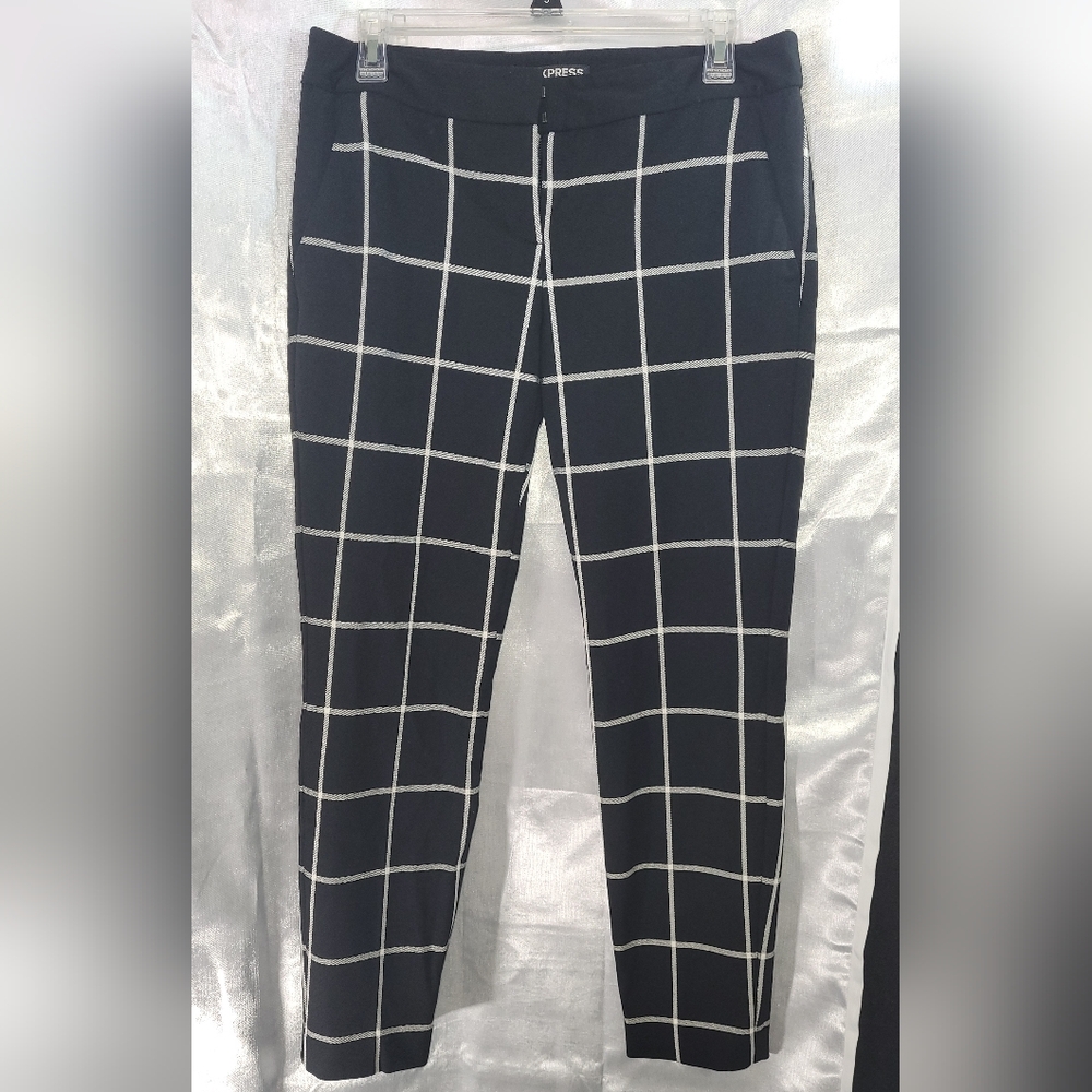 Express Black and White Straight Leg Pants